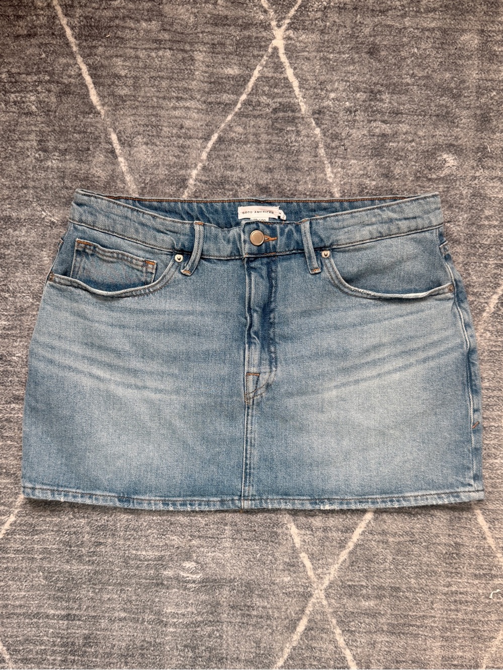 Good American Light Blue Denim Mini Skirt